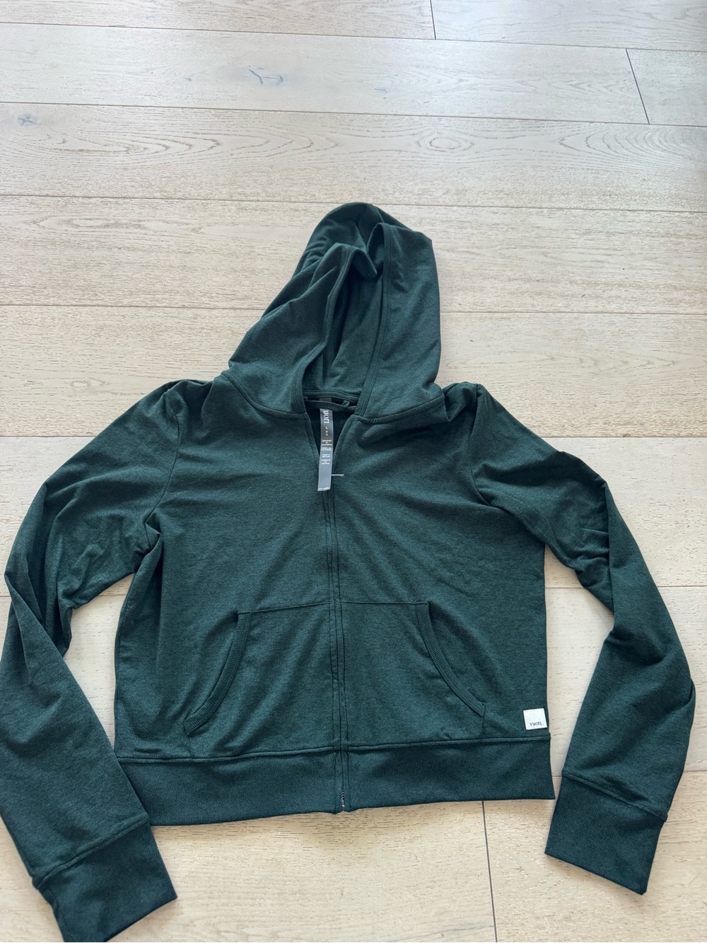VUORI Halo Mini Full Zip Hoodie Women's Size L Evergreen Heather